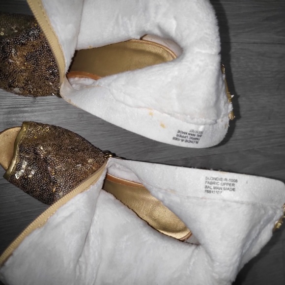 Sparkling Gold Sequin Platform Heels - Picture 8 of 11